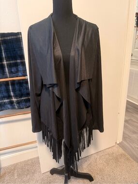NWT Black Fringe Open-Front Women’s Cardigan/jacket